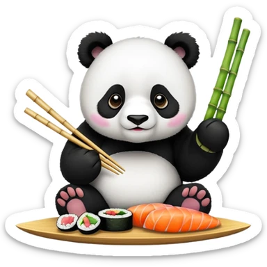 Panda eating sushi  sticker