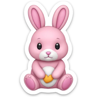 pink rabbit plush toy sticker