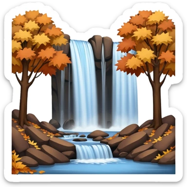autumn with brown trees waterfall sticker