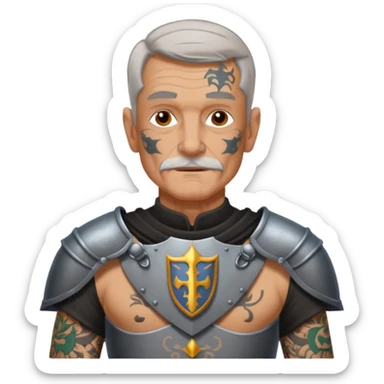 elderly tattooed knight, tattooed shoulder sticker
