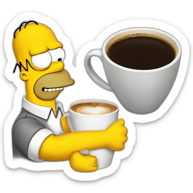 homer simpson with a cup of coffee sticker