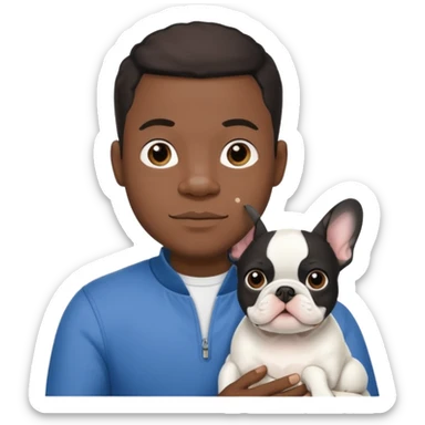 hombre médico de color de tez negra que sostiene un bulldog francés blanco sticker