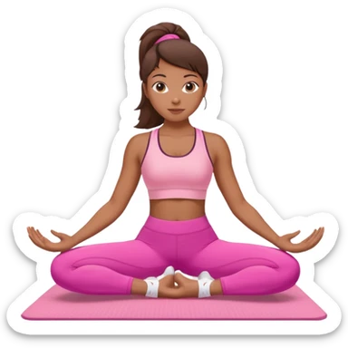 medium-skinned woman doing Pilates in pink sportswear sticker