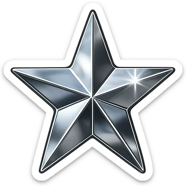 tiny star with a mirror finish, glamorous and stylish, no background sticker