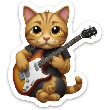 cat playing guitar sticker