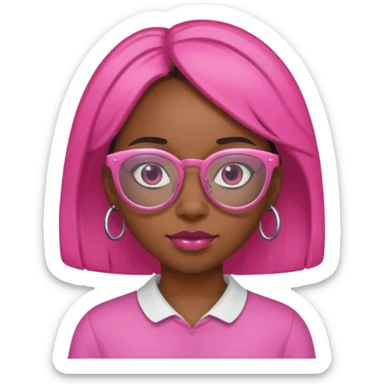 Black girl with pink glasses sticker
