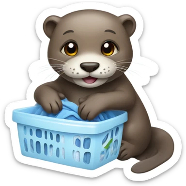 Otter doing laundry  sticker