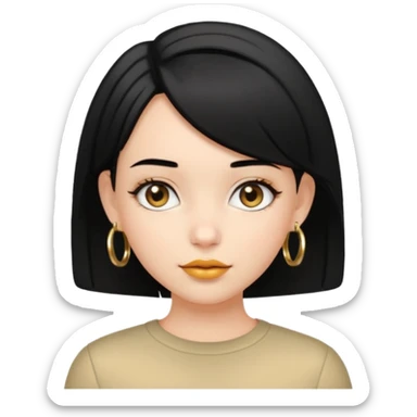 girl with bob black hairstyle and big earrings sticker
