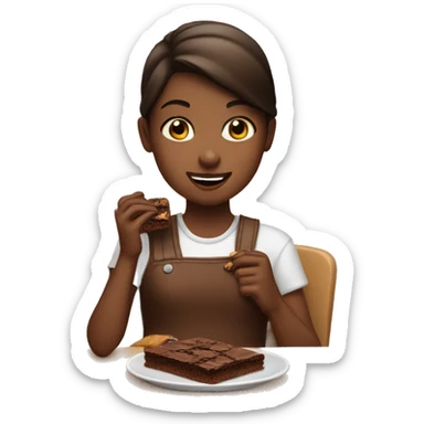 A girl eating a brownie sticker