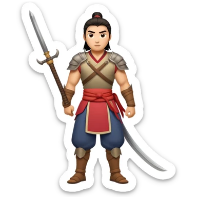 full body mean-looking Hun warrior from Mulan sticker