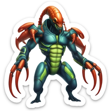 a alien male humman hybrid lobster alien military sticker