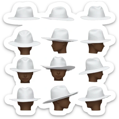 white hat only different angles, hat only sticker