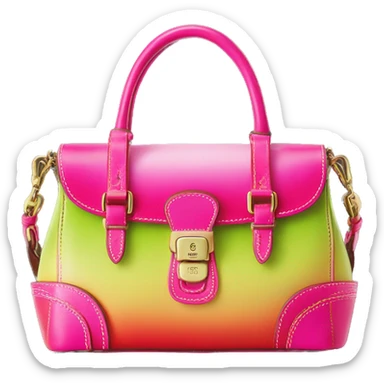 Realistic hot pink to lime green ombre Dooney and Bourke satchel purse without strap. sticker