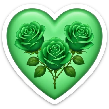 Green Heart with Little 3 green Roses  sticker