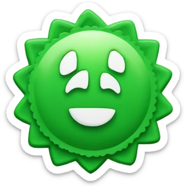 Create an emoji of a green scalloped badge that centers a bold white checkmark  sticker