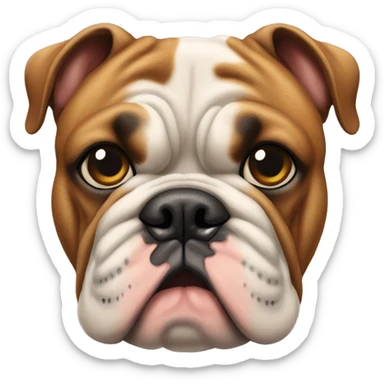 british bulldog with one small brown patch on his head sticker