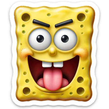 SpongeBob sticking his tongue out make it more FREAKY EVEN MORE FREAKY sticker