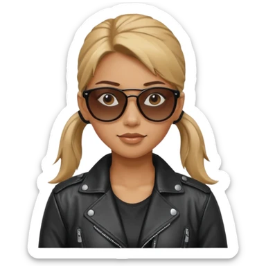 Biker Gang with Sunglasses, Woman with ponytail, sunglasses sticker