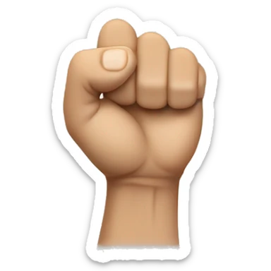 Clenched fist with thumb pointing out through between middle finger and ring finger sticker