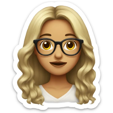 Mexican girl with big glasses with a little long hair  sticker