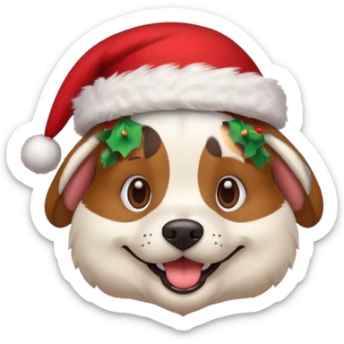 a dog wearing a christmas hat sticker