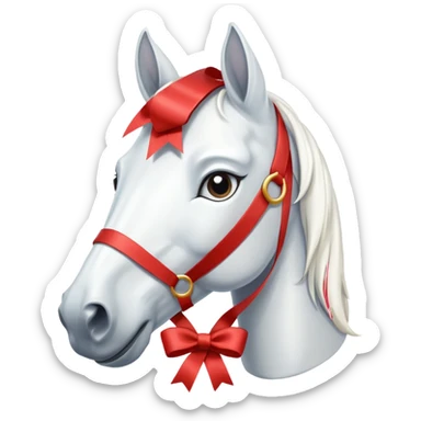 white horse’s face with winning thing sticker
