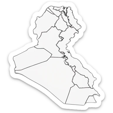 Iraq outline of map back and white sticker