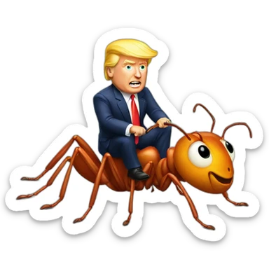 Trump riding an ant sticker