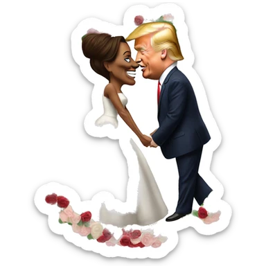 Donald trump in love with Kamala Harris at a wedding with a bunch of big fat donkeys sticker