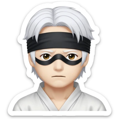 Satoru Gojo anime character with white hair and blindfold sticker