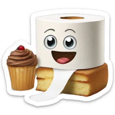 Toilet paper eating a cake on the beach sticker