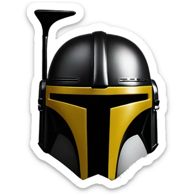 Mandalorian helmet black and yellow with antenna sticker