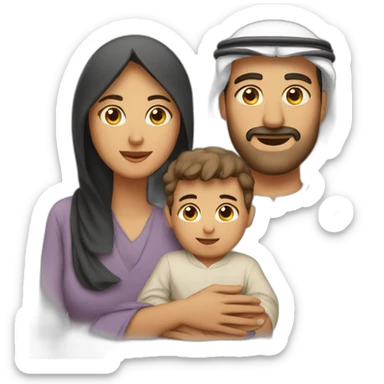 Arab Dad,mom and little baby sticker