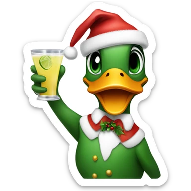 Duck wearing a Christmas hat and drinking a margarita  sticker