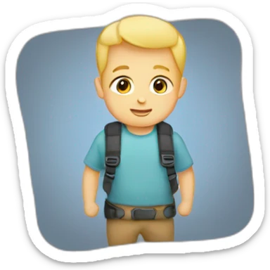 Blonde man wearing a baby inward facing in a baby carrier sticker