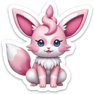 Sylveon-Skitty-Fakémon-hybrid-creature (full body)  sticker