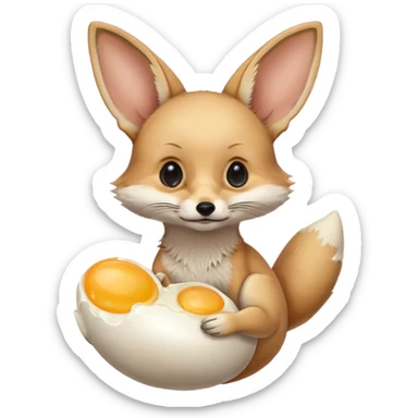 fennec carrying an uncooked egg sticker