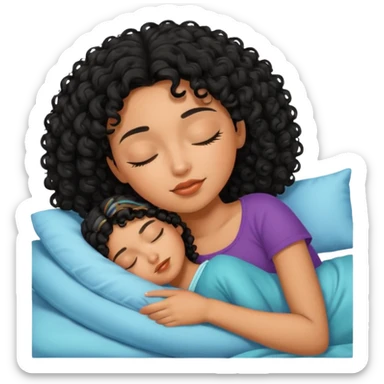 latina girl with black curly hair sleeping sticker