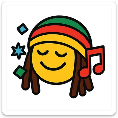 reggae themed emoji, vibrant colors, musical, relaxed vibe sticker