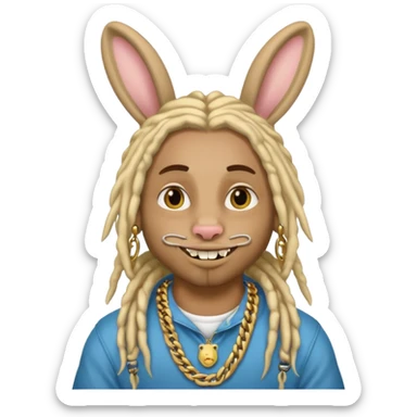 Swag bunny with dreads and rapper chain sticker
