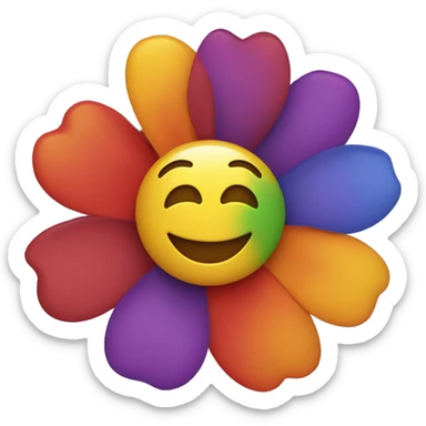 Flower with red yellow green orange purple blue with a big grin sticker