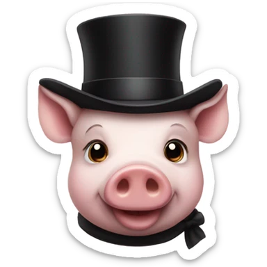 A pig with a top hat sticker