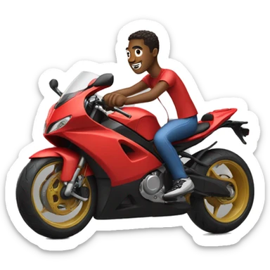 Guy on a red sports bike sticker
