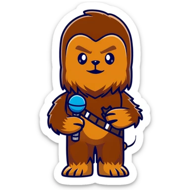Chewbacca holding a microphone sticker