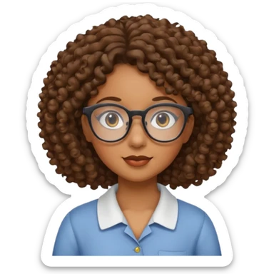 una chica con rizos el cabello hacia abajo y  con gafas sticker