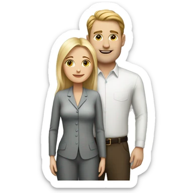 tall white woman next to shorter white man   sticker