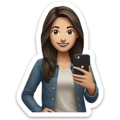 Brunette Girl taking selfie with her phone sticker