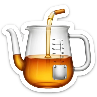 tea in a laboratory measuring cup sticker