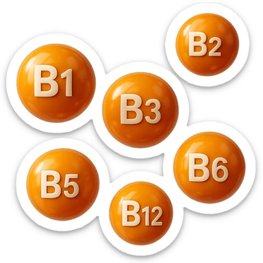 particella di vitamine b1, b2, b3, b5, b6, b12 fluttuano in aria, iperrealistica 4k sticker