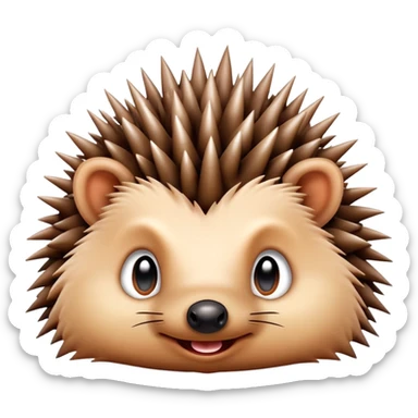 cute hedgehog grimacing with spikes slightly raised sticker